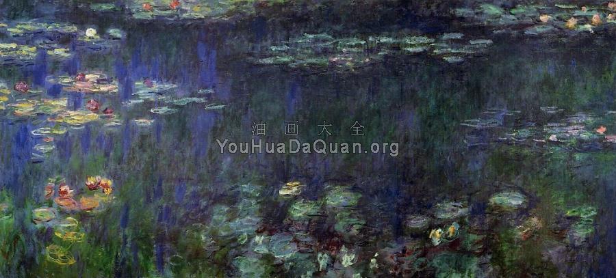 Green Reflection-left half - 克劳德·莫奈